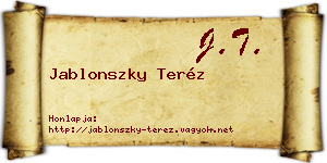Jablonszky Teréz névjegykártya